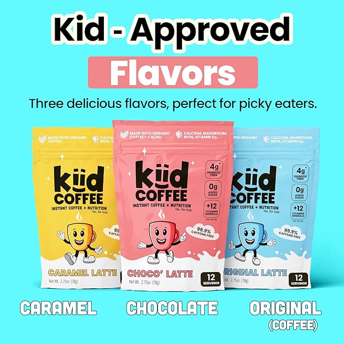 Kiid Coffee - 99.9% Caffeine-Free Organic Coffee for Kids - As Seen on Shark Tank - 12 Vitamins &