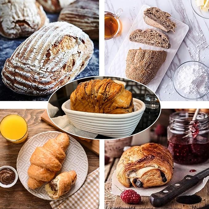 Banneton Bread Proofing Basket, 2 Pack 10 Inch Oval Sourdough Proofing Basket, Sourdough Bread