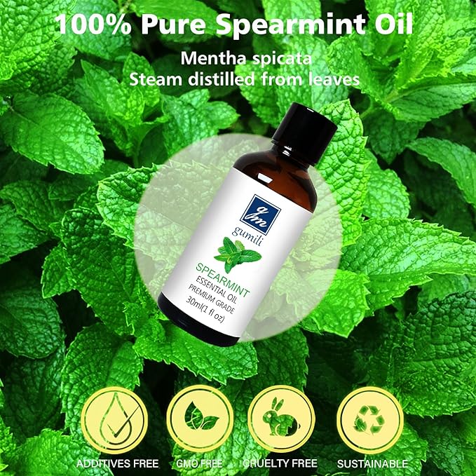 Spearmint Essential Oil 1 Oz, 100% Pure Natural Spearmint Oil, Refreshing Aromatherapy Essential