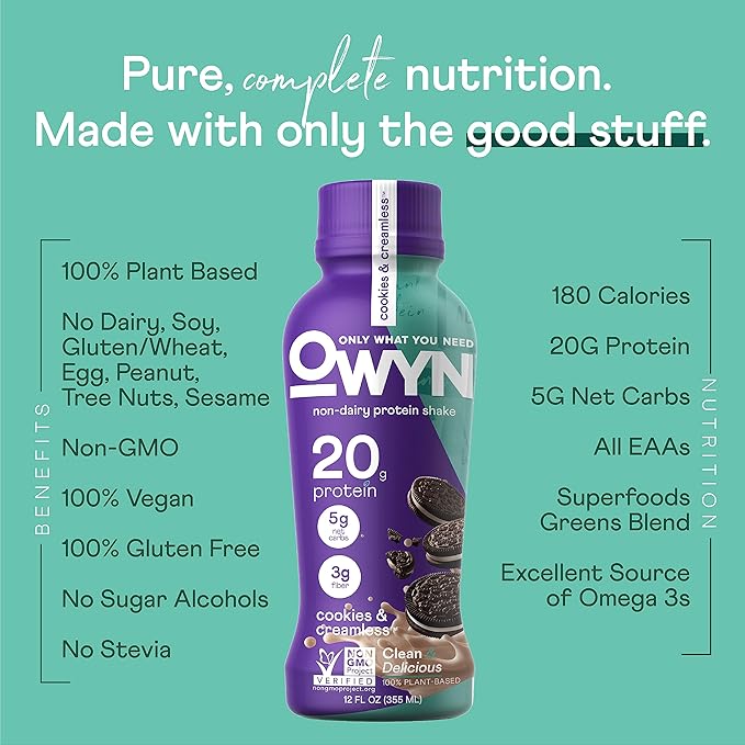 OWYN Only What You Need Plant Based Protein Shake, 20g Vegan Protein from Organic Pumpkin Seed