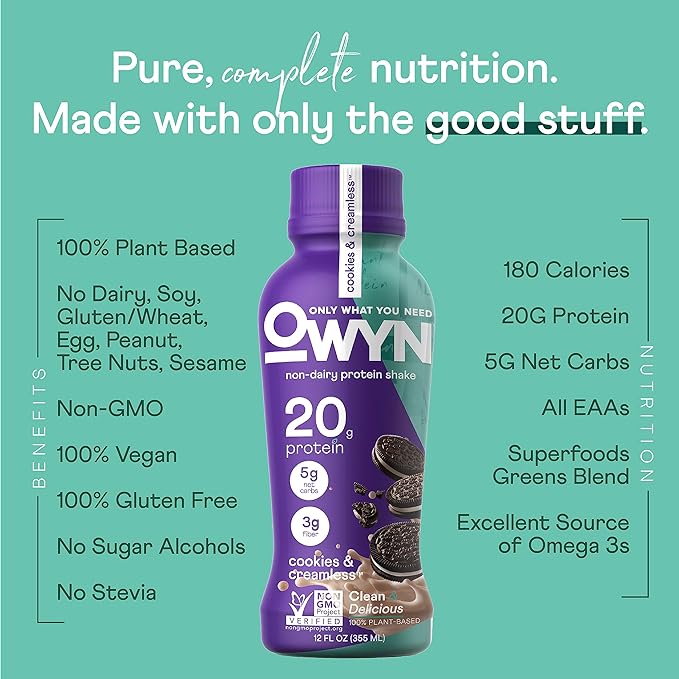 OWYN Only What You Need Plant Based Protein Shake, 20g Vegan Protein from Organic Pumpkin Seed