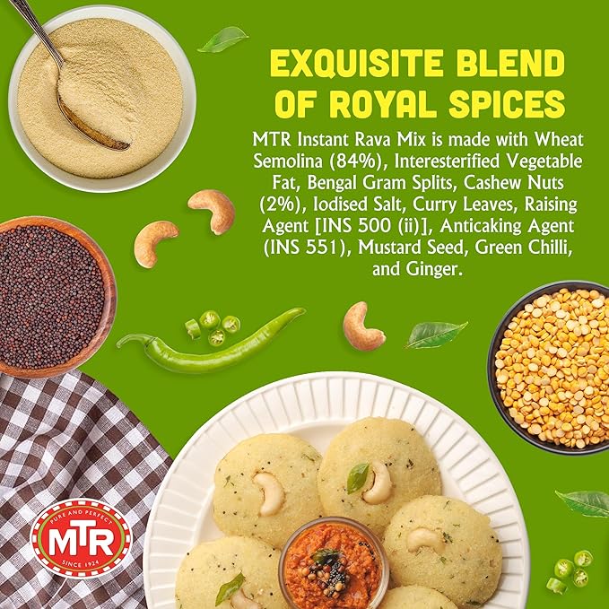 MTR Instant Rava Idli Mix - Ready to Cook Authentic Indian Breakfast, Lunch, Dinner or Snack Meal
