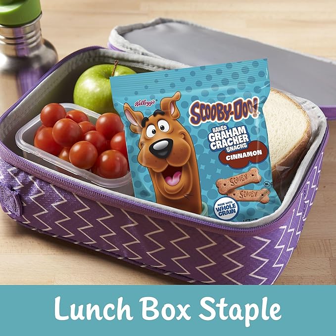 Kellogg's Scooby-Doo! Graham Cracker Snacks, Cinnamon, Made with Whole Grain, (1 Oz Bag), 40 Bags
