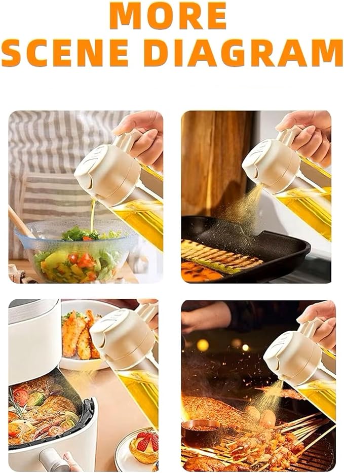 Oil Sprayer for Cooking 2 in 1, 470ml/16oz, Oil Spray & Dispenser Glass Bottle, Food-grade material