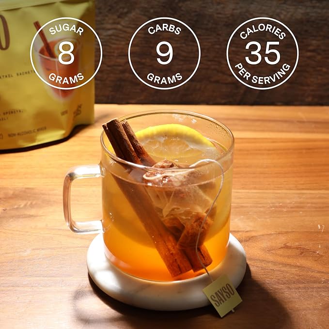 SAYSO Hot Toddy Cocktail Tea Bags - Infuses with Cold Water, Premium Craft with Honey, Cinnamon