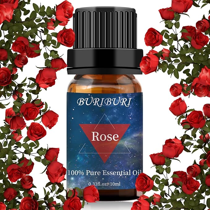 BURIBURI Rose Essential Oil for Diffuser, Massage, Soap, Candle, Perfume Making - 100% Pure