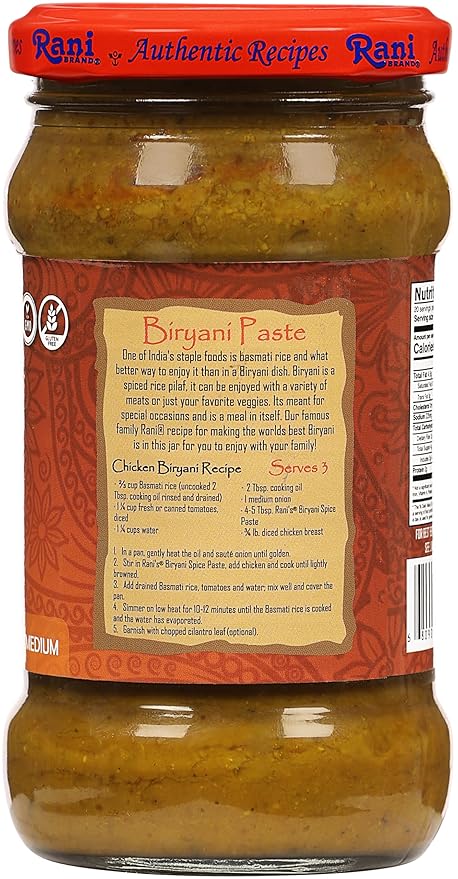 Rani Biryani Masala Curry Paste (Cooking Spice Paste for Indian Rice Dishes, Pullao/Pilau) 10.5oz