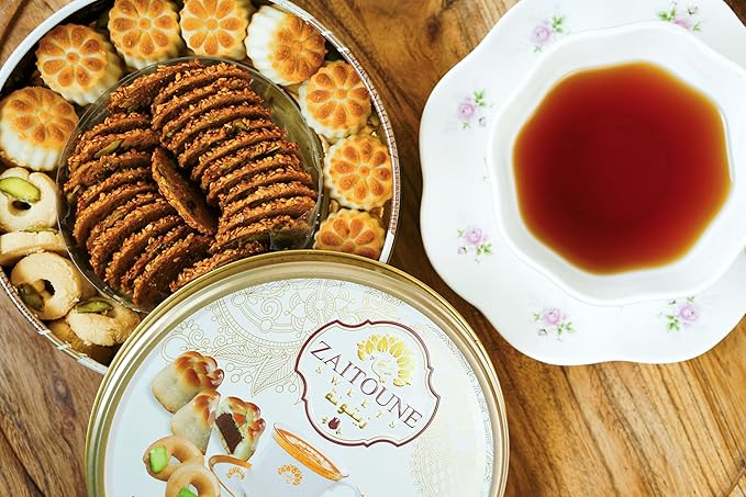 Zaitoune Premium Mini Mixed Cookies - 9 oz | Bite-Sized Date Maamoul, Barazek & Ghraybeh Cookie Mix