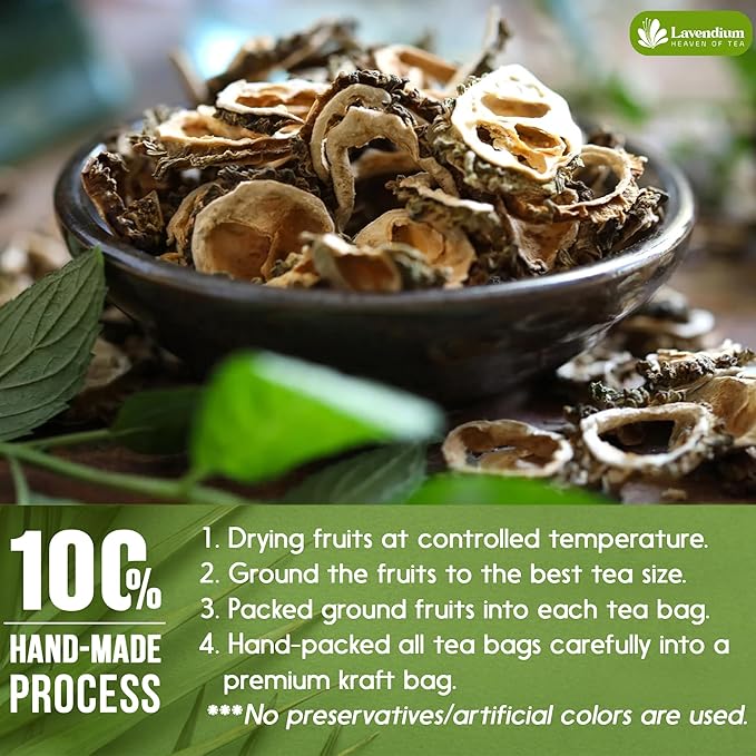 Lavendium, Premium 60 Tea Bags Bitter Melon Fruit Herbal Tea, 100% Natural and Pure, Hand-made
