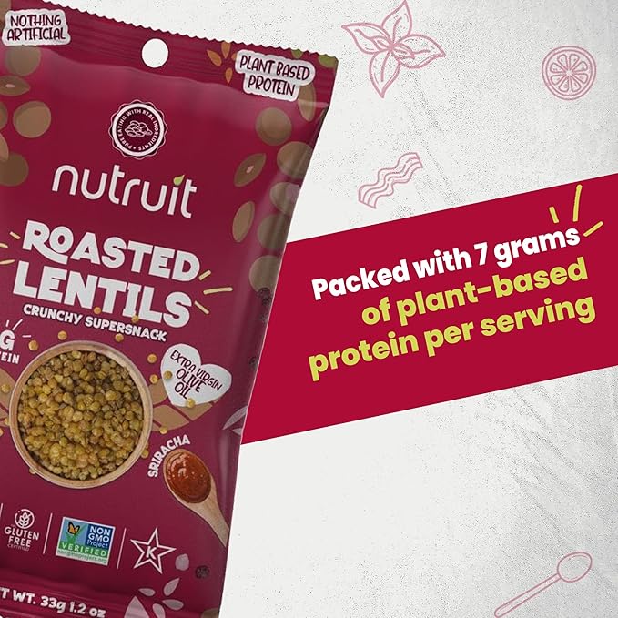 Nutruit Roasted Lentil Snacks - Tasty Smoked Barbecue Healthy Snacks - Vegan, Gluten Free, Non-GMO