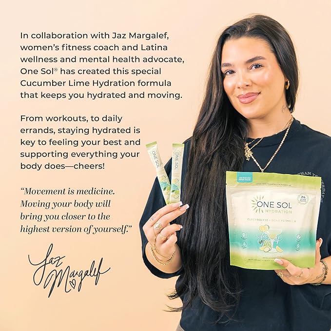 One Sol Hydration - Cucumber Lime - 24x On The Go Stick Packs - Electrolyte Powder Drink Mix