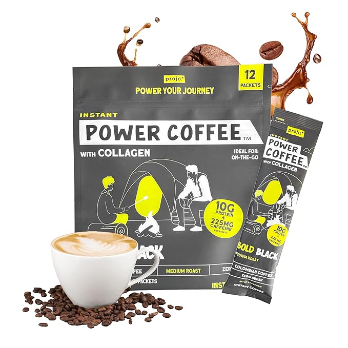 Projo* Power Coffee – Instant Coffee with 10g Protein - Grass-Fed Hydrolyzed Bovine Collagen &