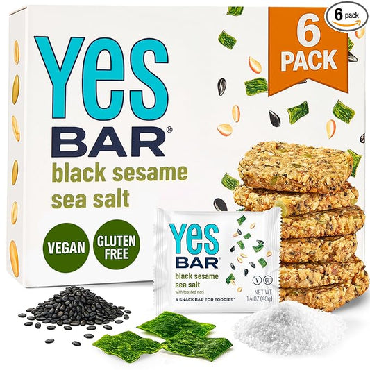 YES Bar ??Black Sesame Sea Salt ??Plant Based Protein, Decadent Snack Bar ??Vegan, Paleo, Gluten