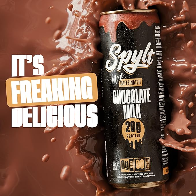 High Protein Max Chocolate Milk with 140mg Caffeine & 20g Protein - 90 Calories, Ready to Drink