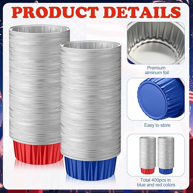 Gejoy 400 Pcs Aluminum Foil Baking Cups with Lids 5 oz Disposable Ramekins Mini Cake Pans Creme