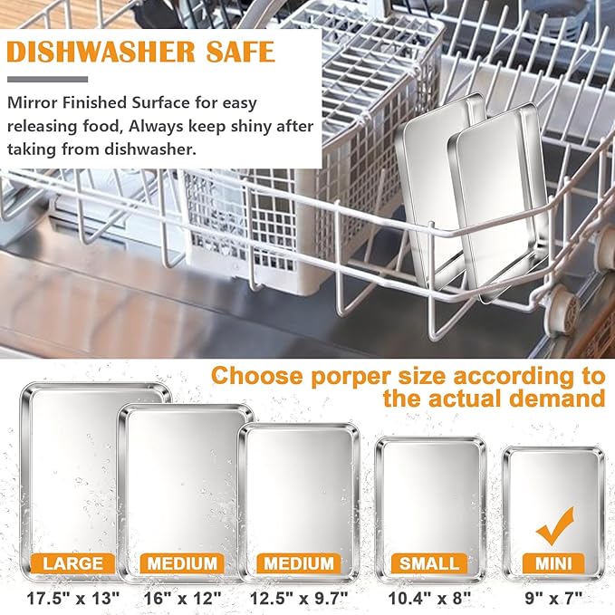 2Pcs Baking Sheet Pan Set, Joyfair Stainless Steel Cookie Sheets, Commercial Metal Pans Toaster