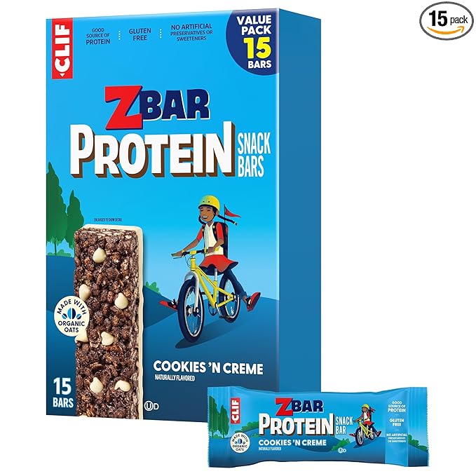 Zbar Protein - Cookies 'N Creme - Crispy Snack Bars - Made with Organic Oats - Non-GMO - 5g Protein