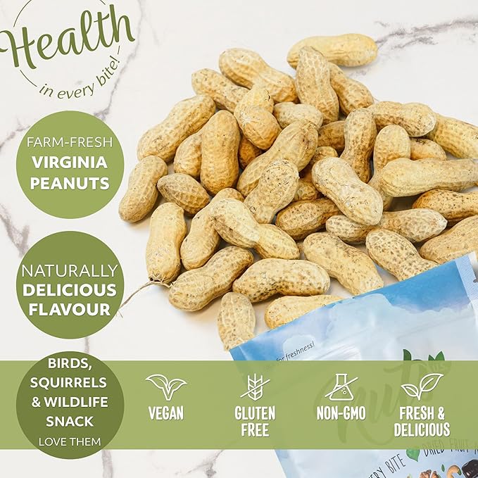 NUTS U.S. - Peanuts In Shell | USA Grown, Non-GMO Raw for Birds, Squirrels & Wildlife | Human