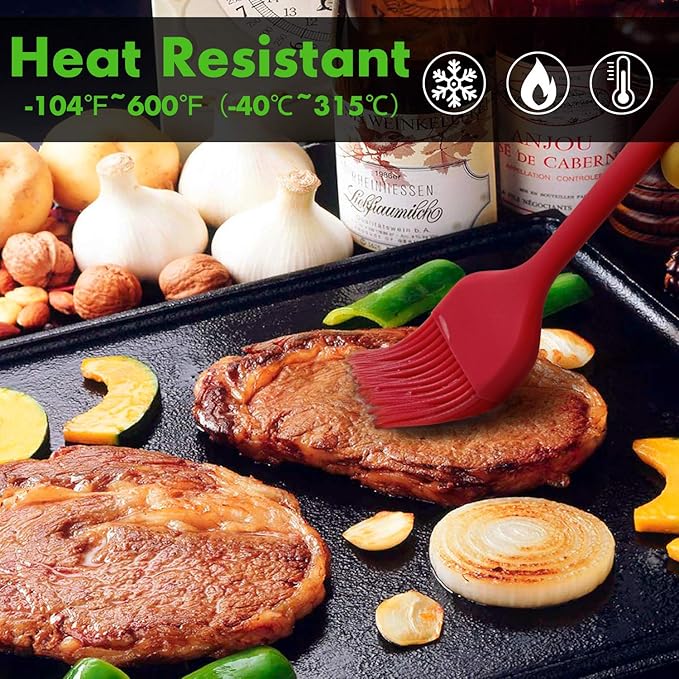 HOTEC Basting Brushes Silicone Heat Resistant Pastry Brushes Spread Oil Butter Sauce Marinades for