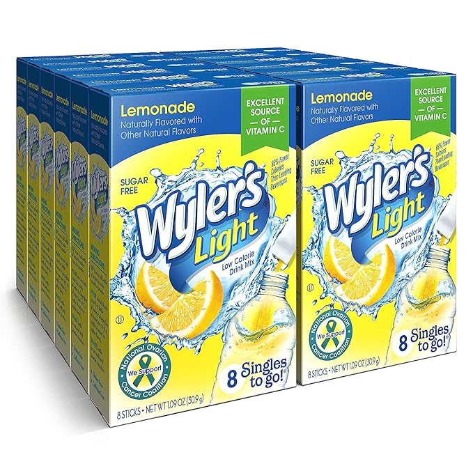 Wyler's Light Singles To Go Powder Packets, Water Drink Mix, Lemonade, 12 Boxes, 8 Servings per