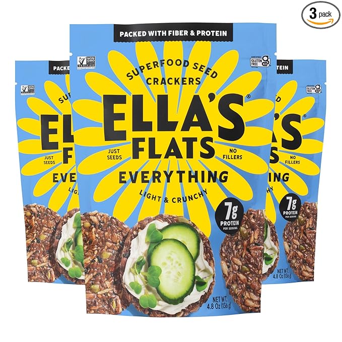 ELLA’S FLATS® Everything All Seed Savory Crisps – All Natural, Gluten Free, Good Source of Protein