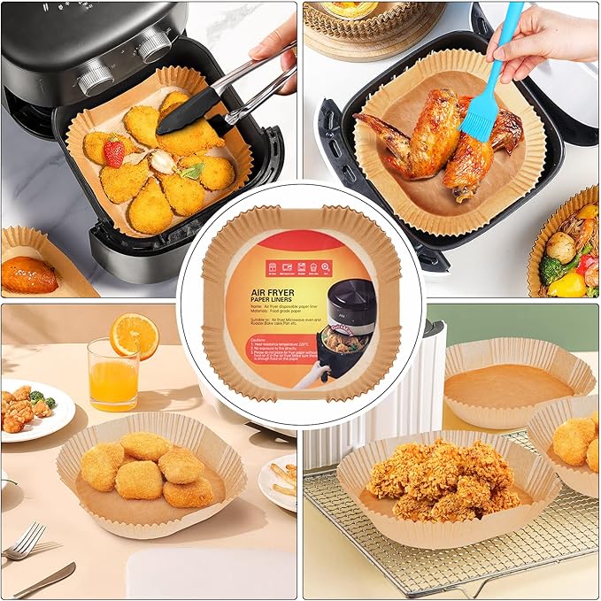 Air Fryer Liners Disposable 7.9??Square Airfryer Liners, 100 Pcs Air Fryer Parchment Paper Liners