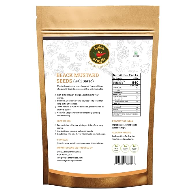 Spice Magic Black Mustard Seed ~ 100% Pure, Aromatic & Natural | 7oz (200g) I Kali Rai | Non-GMO |