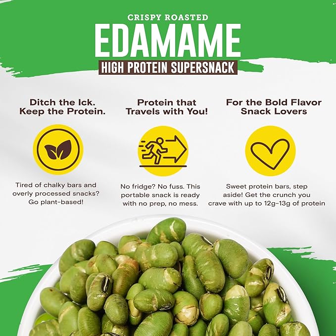Biena Crispy Roasted Edamame Beans Snack ??High Protein Low Carb Snack for Adults & Kids, 12g-13g