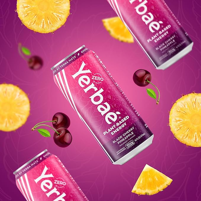 Yerbaé Energy Beverage - Black Cherry Pineapple, 0 Sugar, 0 Calories, 0 Carbs. Yerbae is Energized