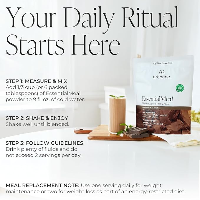 Arbonne EssentialMeal Meal Replacement Shake - Protein Shake, Vegan Protein Powder, Complete Daily