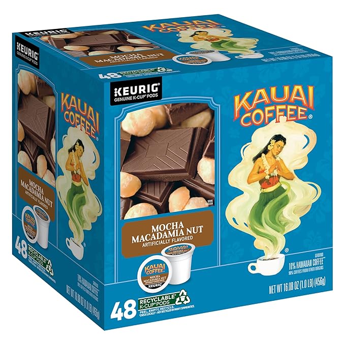 Kauai Coffee K-Cup Pods for Keurig Brewers – Arabica Coffee, 10% Hawaiian – Medium Roast, Savory