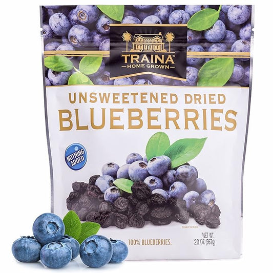 Traina Home Grown Unsweetened Dried Blueberries - Healthy & Non-GMO, Natural Sweet Flavor With No