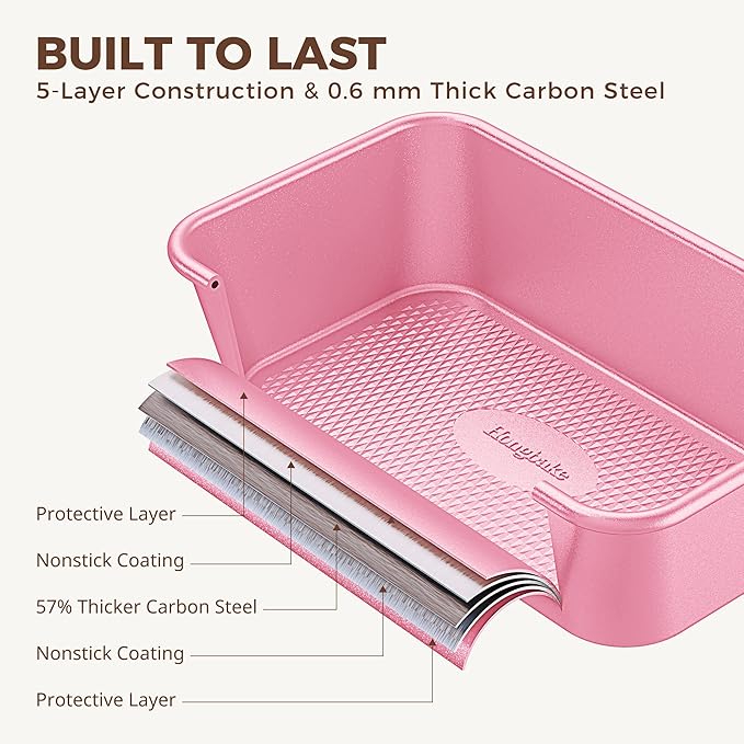 HONGBAKE 9-Piece Baking Pans Set Nonstick, Stackable Non Toxic Bakeware Sets with Diamond Texture