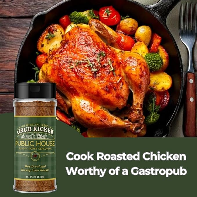 Grub Kicker Public House Sunday Roast Seasoning - 2.9 oz Bottle - Prime Rib, Pot Roast, and Beef