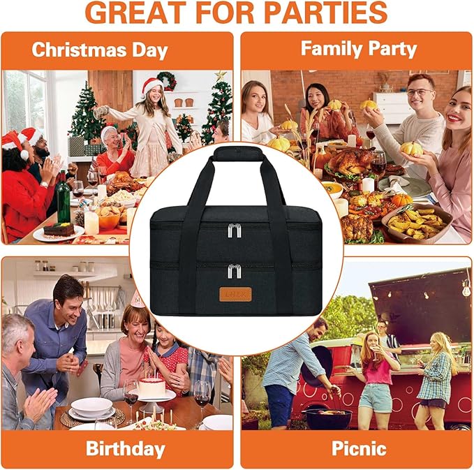 LHZK Double Insulated Casserole Carrier, Expandable Casserole Carriers for Hot or Cold Food