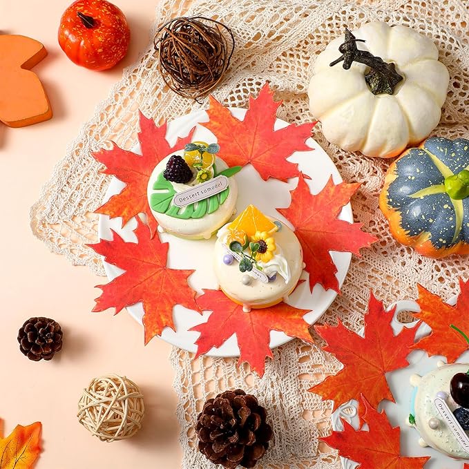 100 Pieces Parchment Fall Leaves Thanksgiving Cheese Paper Parchment Autumn Leaves Double Sided