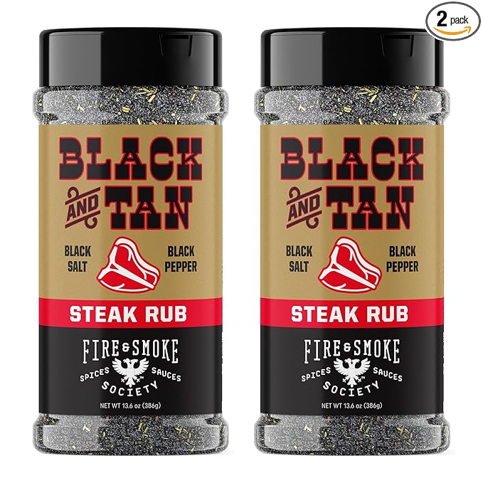 Fire & Smoke Society Black & Tan Steak Seasoning | BBQ Rubs, Steak Rub for Smoking and Grilling