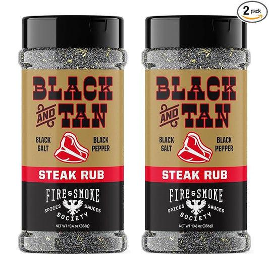 Fire & Smoke Society Black & Tan Steak Seasoning | BBQ Rubs, Steak Rub for Smoking and Grilling