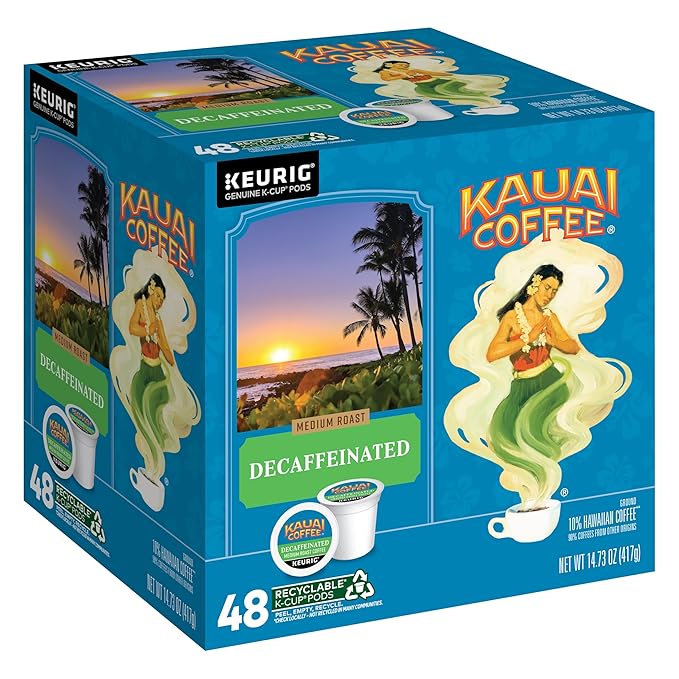 Kauai Coffee K-Cup Pods for Keurig Brewers – Arabica Coffee, 10% Hawaiian – Medium Roast, Bright