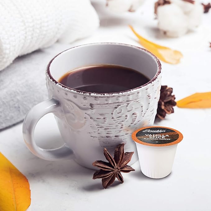 Brooklyn Beans Roastery Vanilla Spice Flavored Coffee Pods - Compatible with Keurig K Cup Brewers