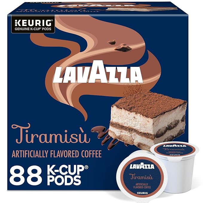 Lavazza Tiramisù Coffee, Single Serve Keurig K-Cup Pods, Flavored Coffee, 88-Count Box (4 Packs of