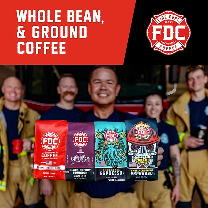 Fire Department Coffee - Gives Back to Firefighters - Shellback Espresso Ground Coffee - Bold &