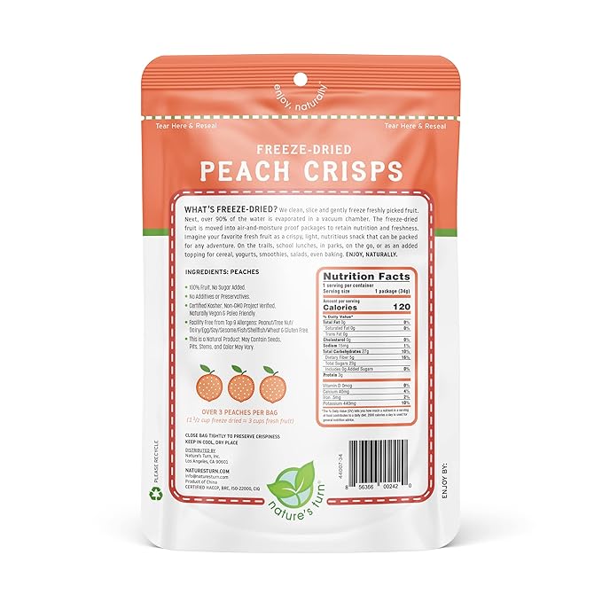 Nature???Turn Freeze-Dried Fruit Snacks, Peach Crisps, Pack of 2 (1.2 oz Each)