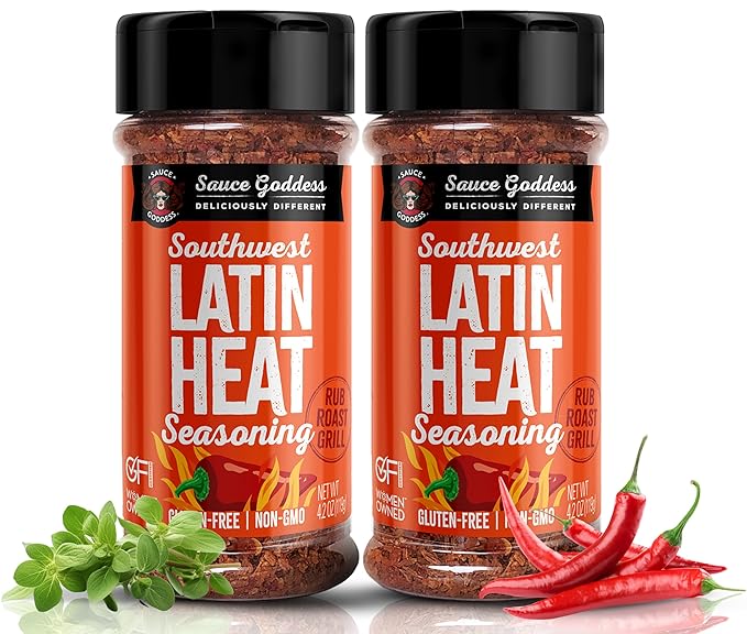 Sauce Goddess Southwest Latin Heat Shaker (2-Pack) - BBQ Rub with Tons of Cumin and Oregano Flavor