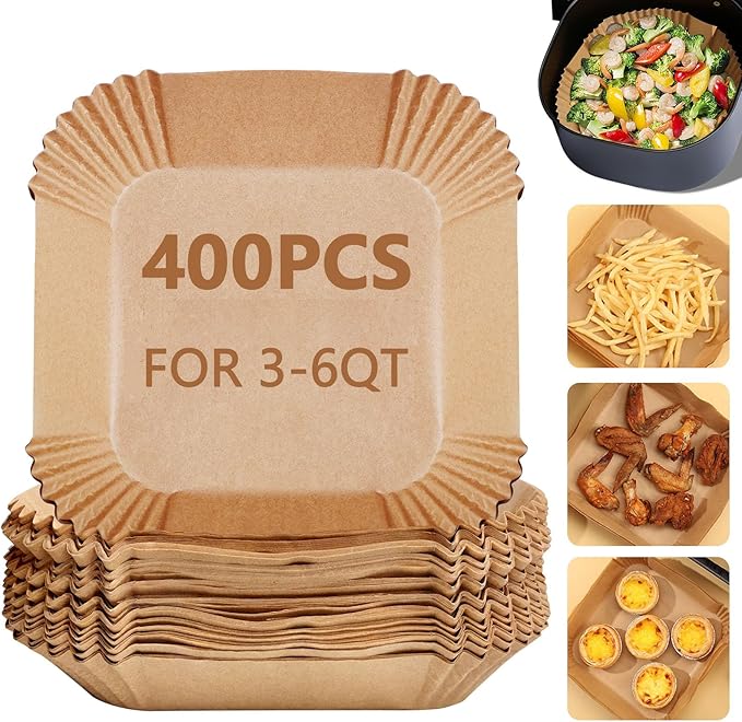 400 Pack 7.5 Inch Air Fryer Liners, Parchment Paper Sheets for Air Fryer Basket, Non-Stick
