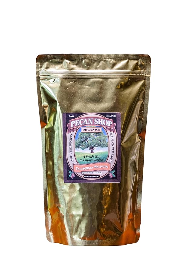 Pecan Shop Sprouted Raw Organic California Walnuts, Light Redmond Sea Salt Family Recipe
