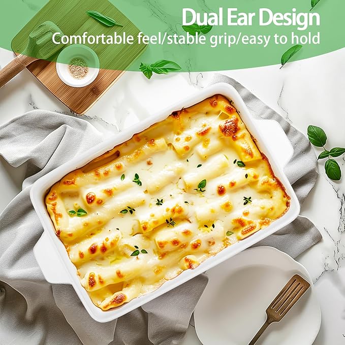 4 QT Baking Dish, Casserole Dishes for Oven, 9x13 Baking Pan with Handles, Lasagna Pan Deep