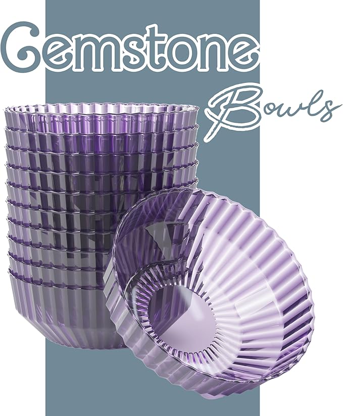 Exquisite Purple Plastic Bowls Disposable - 16 Oz - 20 Count - Disposable Soup Bowls - Great for