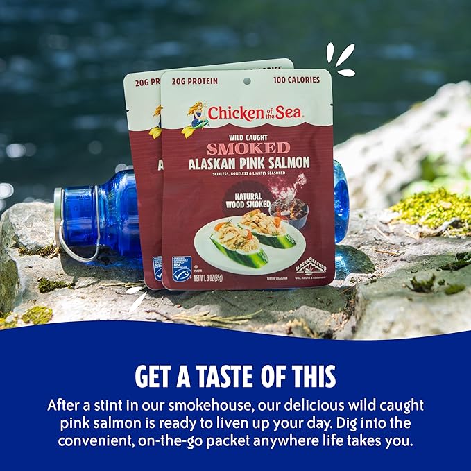 Chicken of the Sea Smoked Alaskan Pink Salmon, 3 Ounce Packets (Pack of 12), Wild Caught Salmon