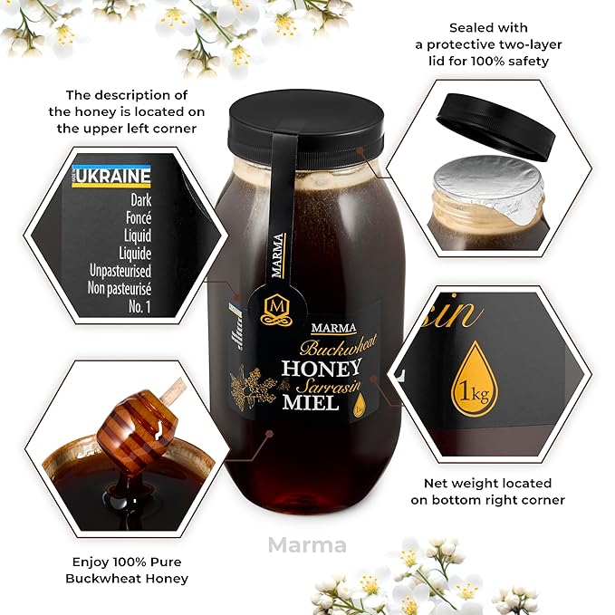 HONIGMA® Marma Buchwheat Honey | Authentic Raw Honey from Ukraine | 100% Pure, Unpasteurized &